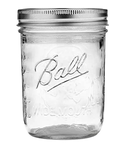 12 Pieces 16oz Wide Mouth Glass Mason Jars with Lid and Band R72618