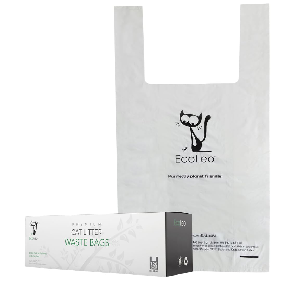 X-Large Corn Starch Leak Resistant Cat Litter Waste Bags with Easy-Tie Handles K38270