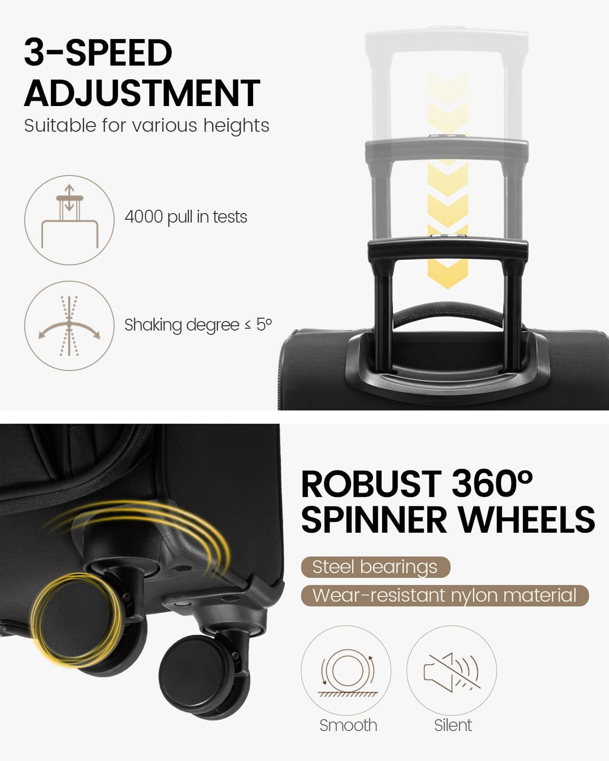 16 Inch Softside Spinner Luggage with TSA Lock W587