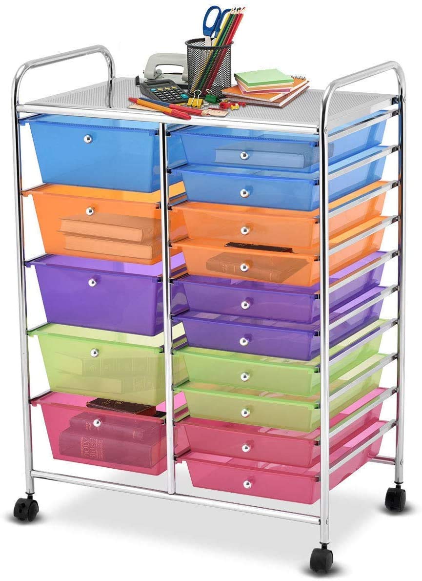 15 Drawer Rolling Storage Cart with Wheels J762373