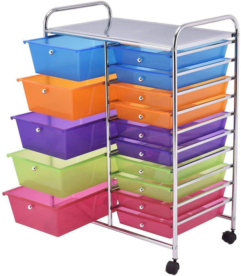 15 Drawer Rolling Storage Cart with Wheels J762373