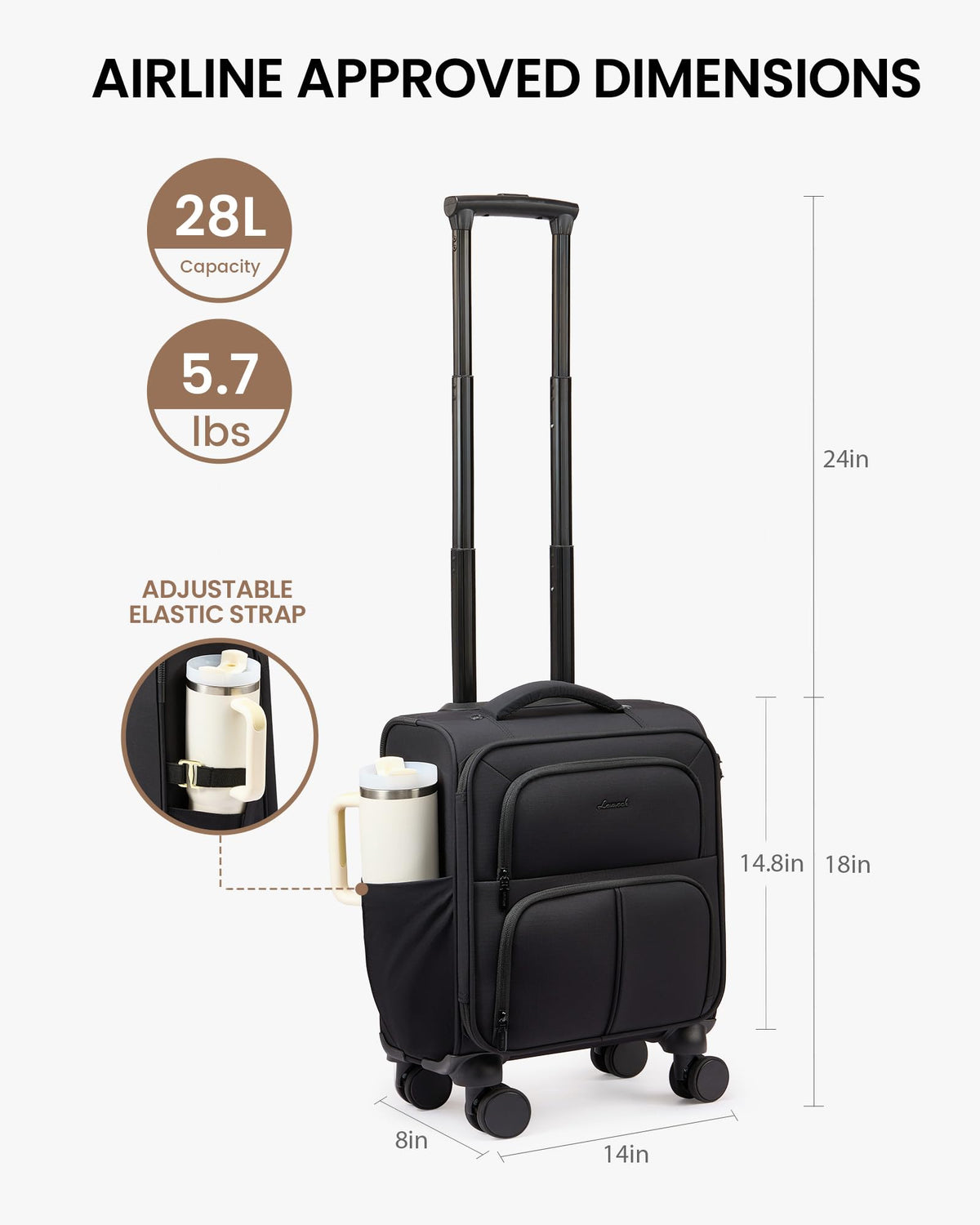 16 Inch Softside Spinner Luggage with TSA Lock W587