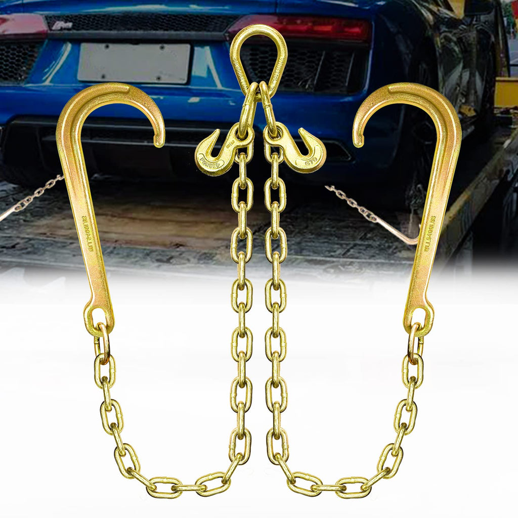 Grade 80 Chain V-Bridle 3/8In x 2Ft with J Hooks and Grab Hooks Z13437