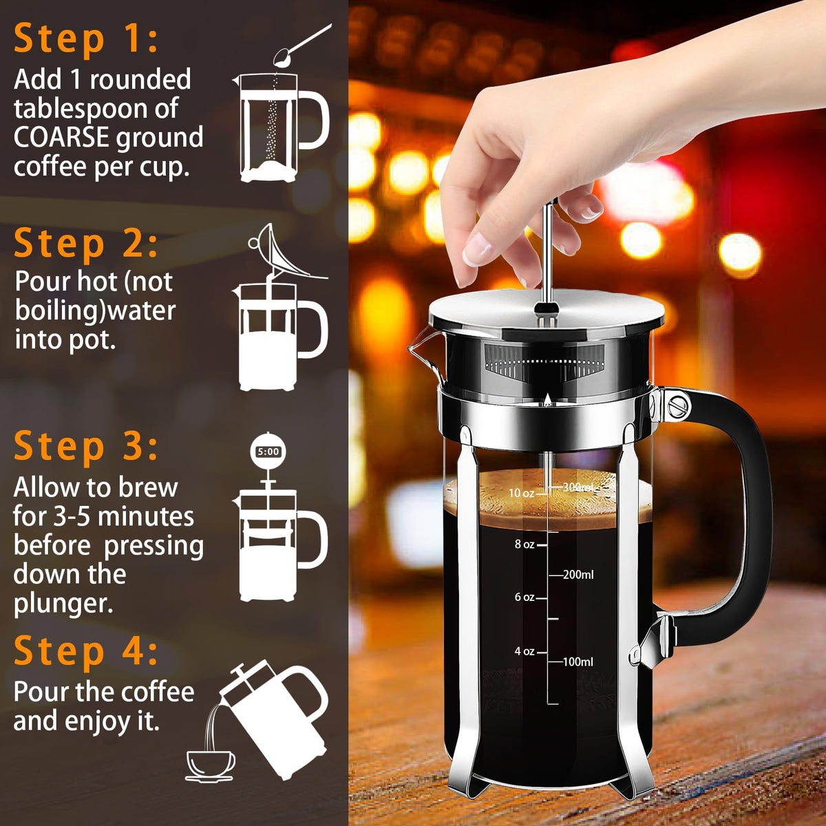 12oz Copper Stainless Steel French Press C502