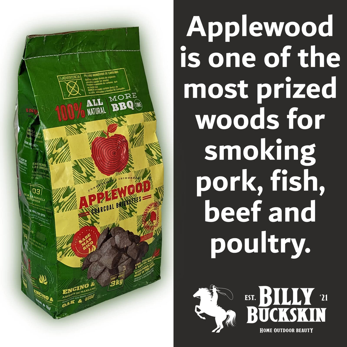 Oak & Applewood Charcoal Briquettes 6.5 Lb J91974