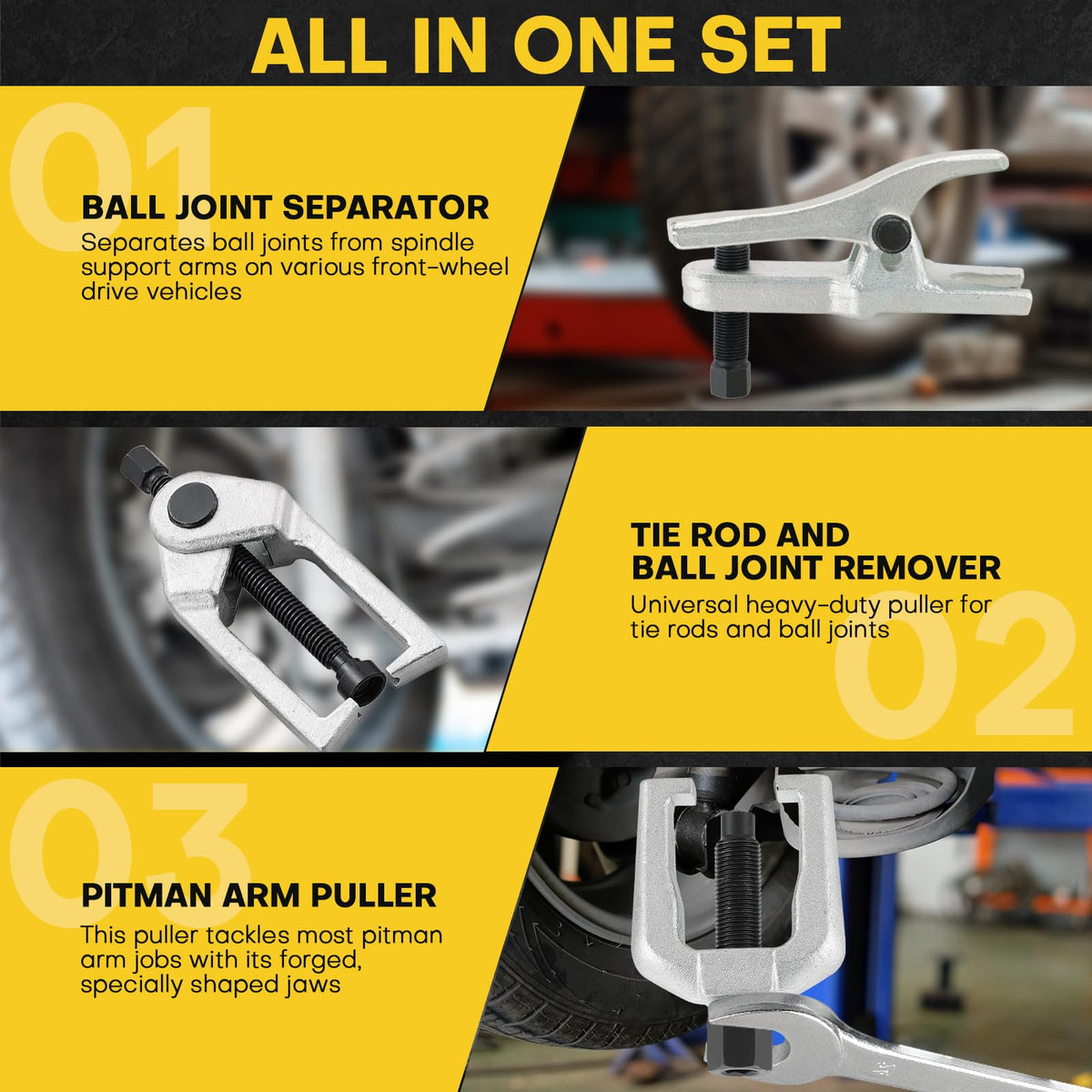 5-in-1 Ball Joint Service & Separator Kit with Pullers, Press, and Adapters D167328