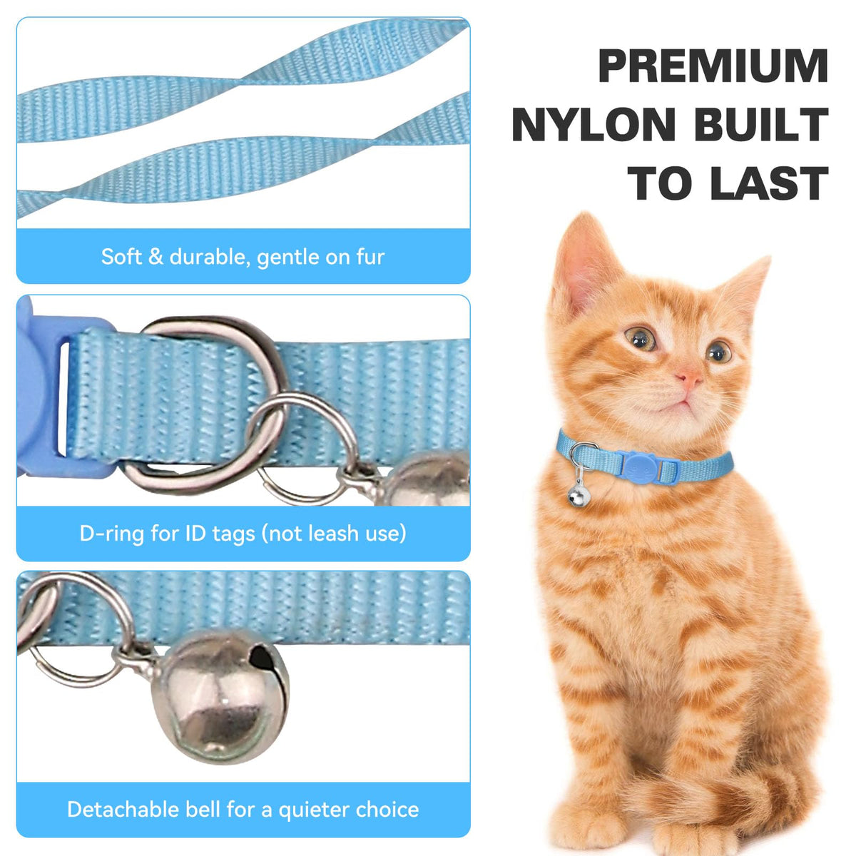 16 PCS Breakaway Cat Collars with Bell E3866
