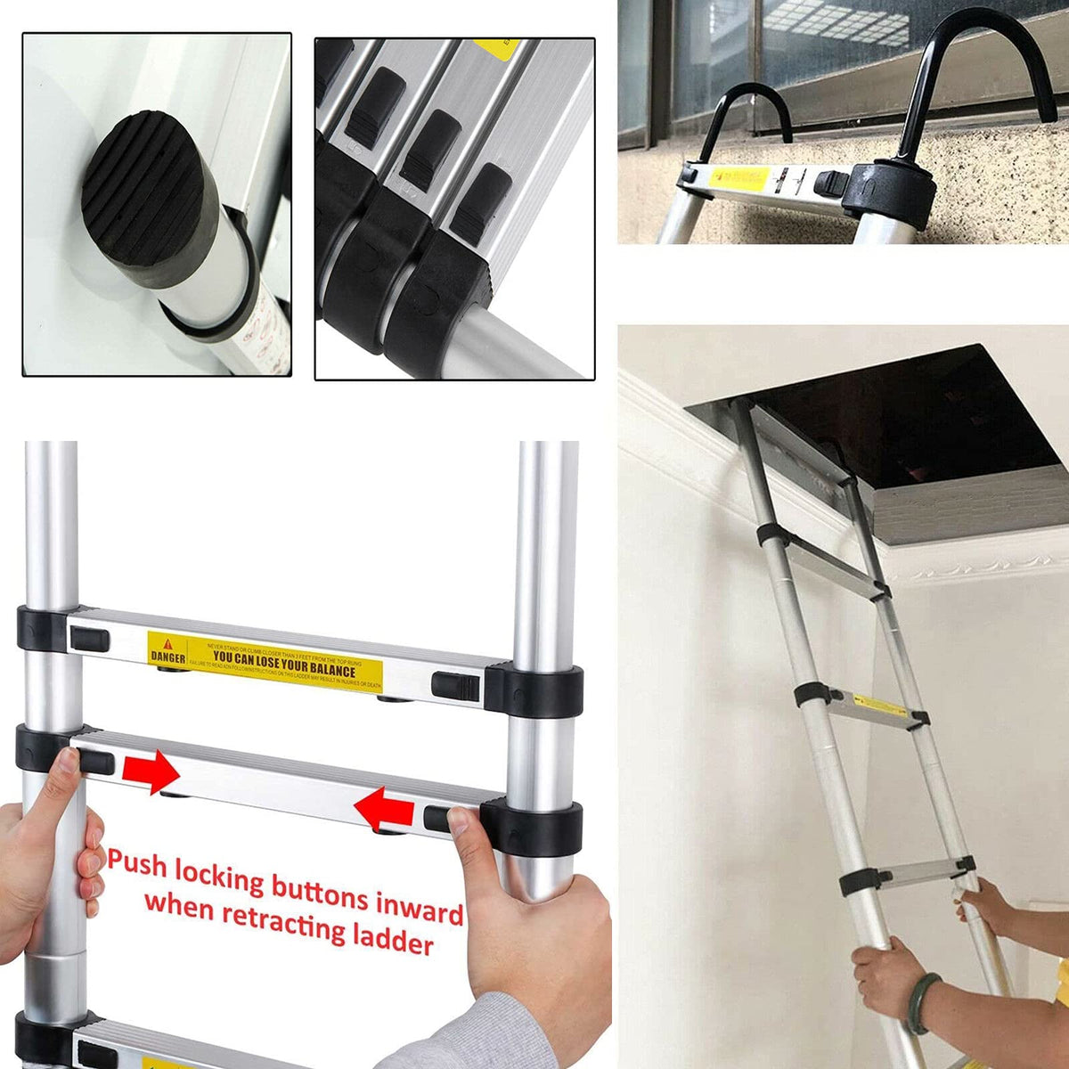 20.34 ft Aluminum Telescopic Extension Ladder 330lbs T532