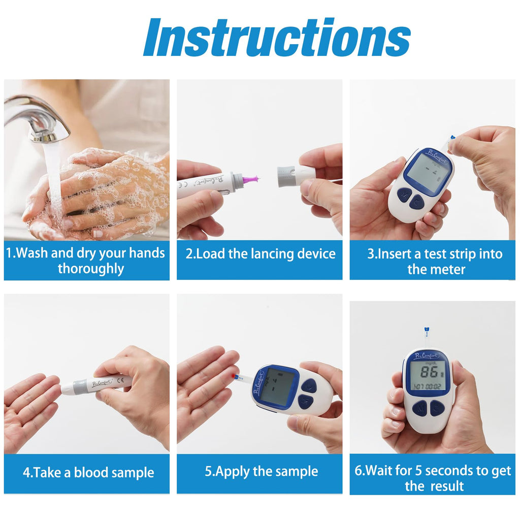Blood Sugar Testing Kit with 100 Test Strips Lancing Device 100 Lancets U6012