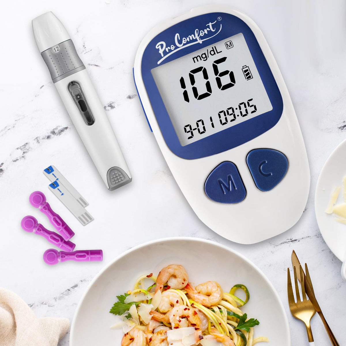 Blood Sugar Testing Kit with 100 Test Strips Lancing Device 100 Lancets U6012