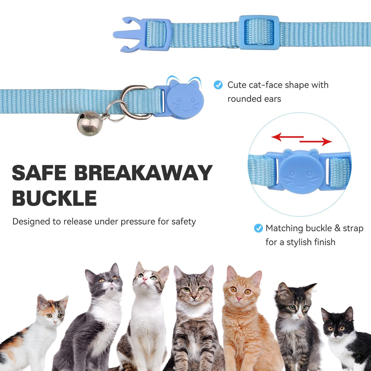 16 PCS Breakaway Cat Collars with Bell E3866