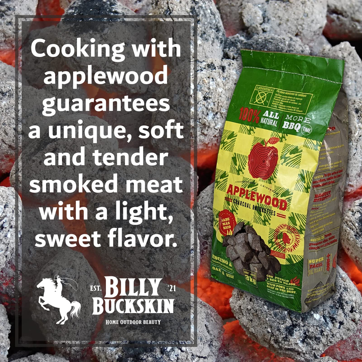 Oak & Applewood Charcoal Briquettes 6.5 Lb J91974
