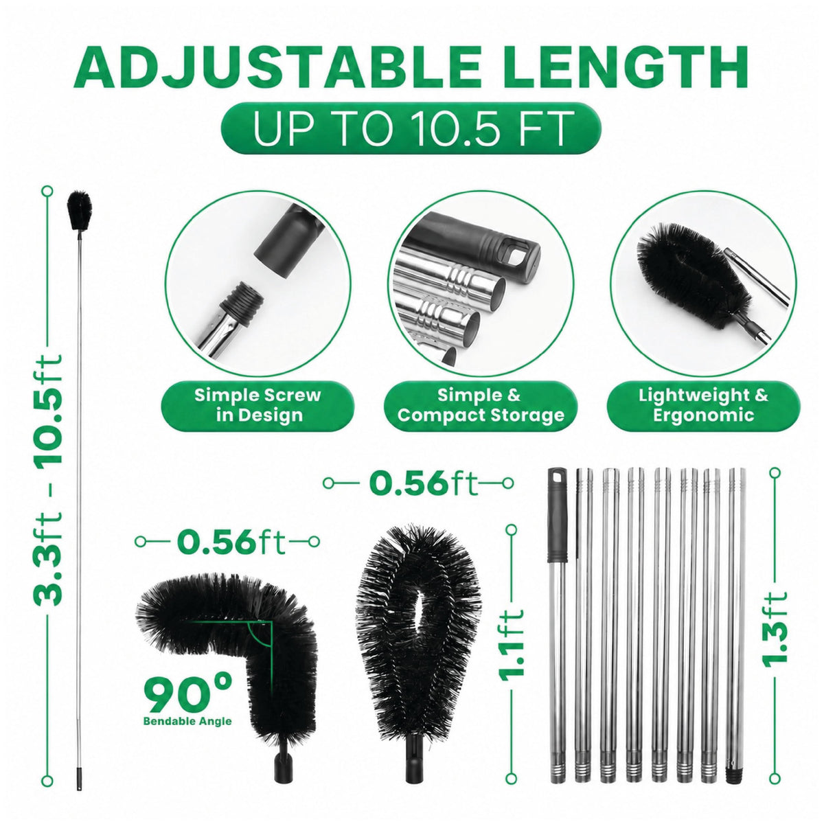 10.5 ft Adjustable Gutter Cleaning Tools with Pole F443014