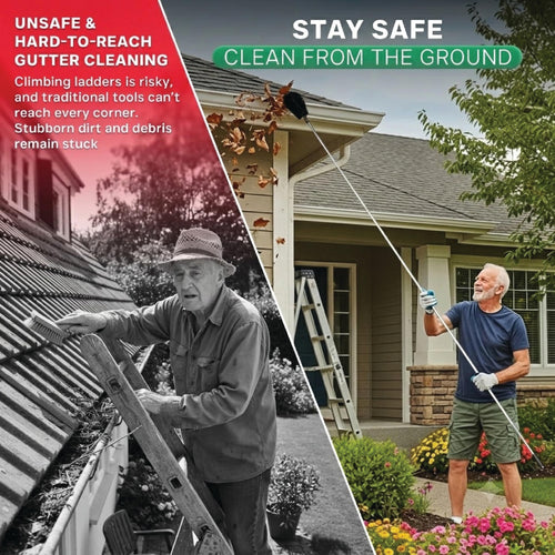 10.5 ft Adjustable Gutter Cleaning Tools with Pole F443014